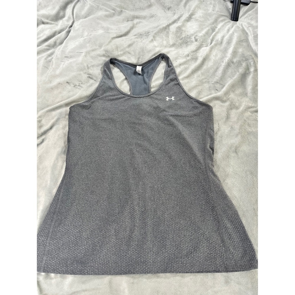 Under Armour HeatGear Racerback Tank Top Charcoal Grey Mesh Back Size Medium